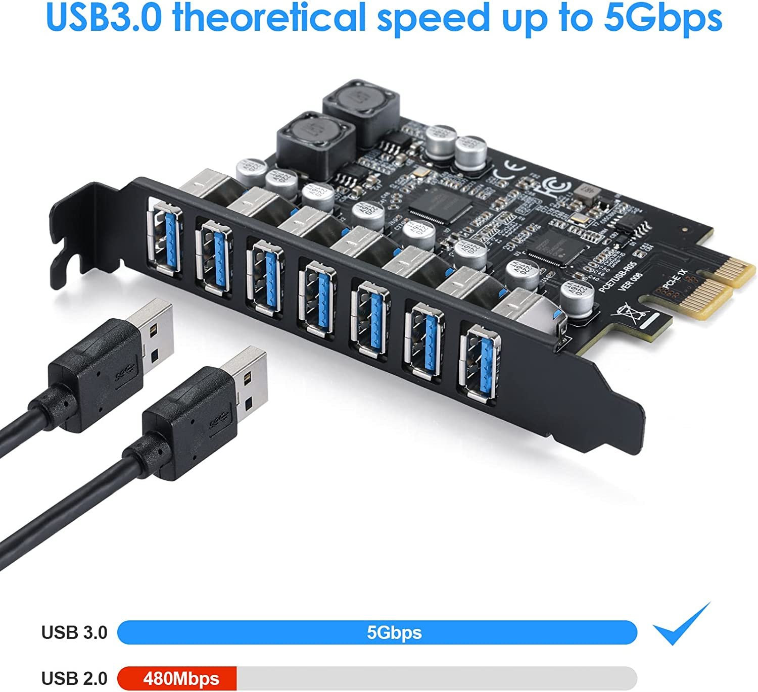 7 Port PCI Express Expansion Card. USB 3.0 7 Port Front Expansion Card. Connect 7 Devices Expanded:圖片 3