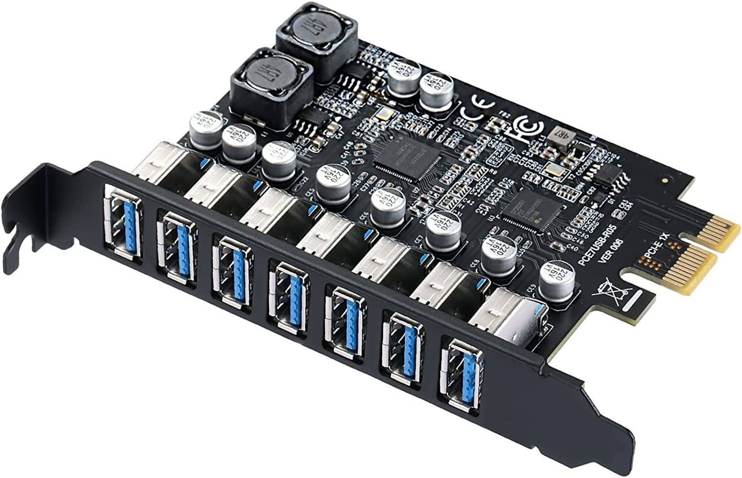 7 Port PCI Express Expansion Card. USB 3.0 7 Port Front Expansion Card. Connect 7 Devices Expanded