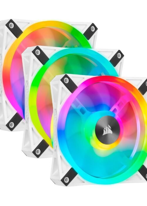 Corsair iCUE QL120 RGB. 120 mm RGB LED PWM Fans Triple Pack with iCUE Lighting Node CORE Included - White