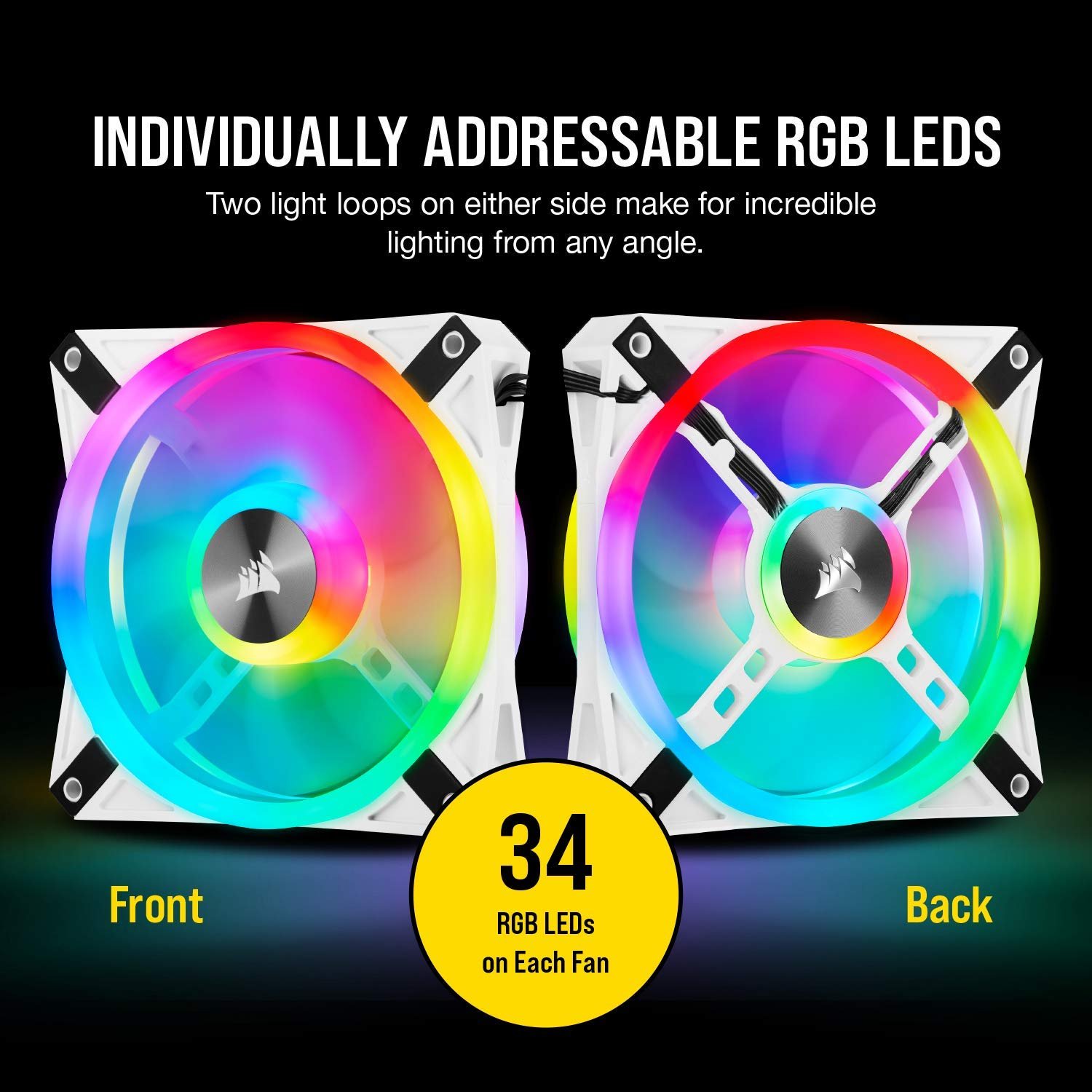 Corsair iCUE QL120 RGB. 120 mm RGB LED PWM Fans Triple Pack with iCUE Lighting Node CORE Included - White:圖片 3