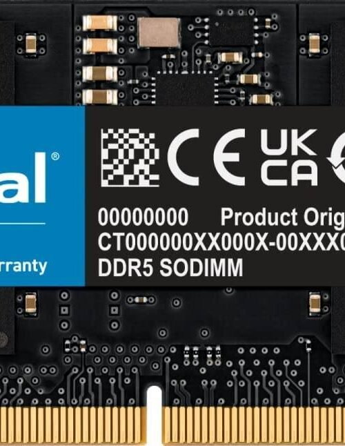 Crucial 16GB DDR5 4800MHz CL40 SODIMM Laptop Memory RAM - Black