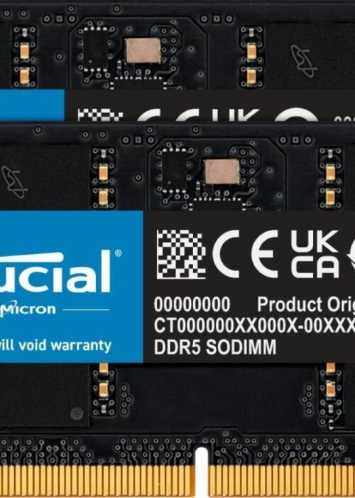 Crucial RAM 64GB Kit (2x32GB) DDR5 4800MHz CL40 Laptop Memory. Black